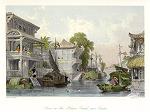 digital download historical antique print of honan canal in canton, 1843