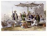 digital download historical antique print, rice sellers, 1843