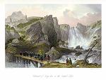 digital download historical antique print chinese waterfall, 1843
