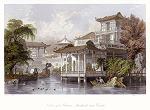 digital download historical antique print of merchants house in canton, 1843