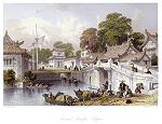 digital download historical antique print, ancient chinese bridge, 1843