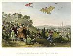 digital download historical antique print chinese kite flying, 1843