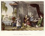 digital download historical antique print chinese female card players, 1843