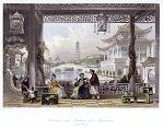 digital download historical antique print chinese mandarin's gardens, 1843