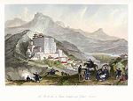 digital download historical antique print tibet potala palace, 1843