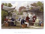 digital download historical antique print chinese silk production, 1843