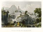 digital download historical antique print chinese imperial travelling palace, 1843