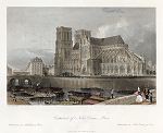 digital download historical antique print of notre dame, paris in 1840