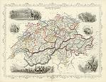 digital download of historical map of Switzerland in 1851