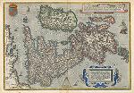 download decorative historical antique map of British Isles, about 1584